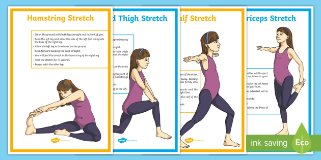 Cool Down Stretches For Legs Posters Teaching Resources