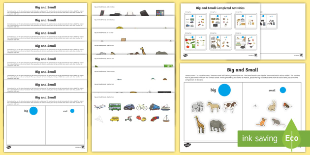 Workstation Pack Big And Small Activity Pack Teacher Made