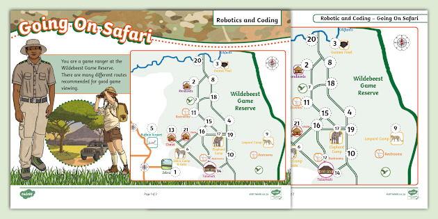 Grade 5 Robotics and Coding - Term 1 - Coding - Worksheet: Going On Safari (CAPS Aligned)