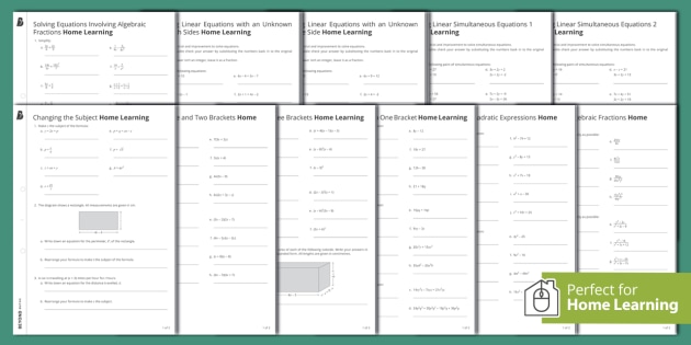 algebra worksheets year 7 homework pack beyond resource