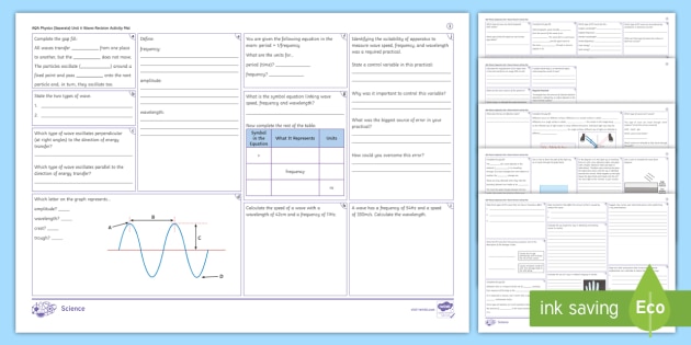 Aqa Gcse Physics Separate Science Unit 6 Waves Revision Activity Mat 7936