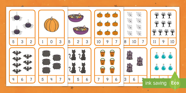 👉 * NEW * Halloween Number Cards 1-6 (teacher made)