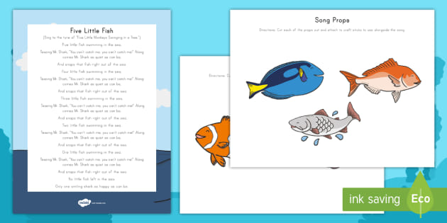 Five Little Fish Props and Song Lyrics