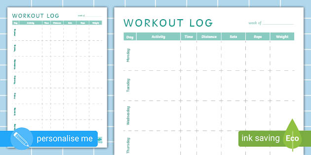 Weekly Workout Log