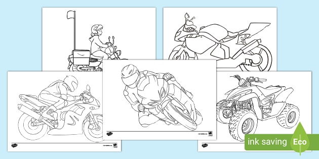 Motorbike Colouring Pages Teacher Made