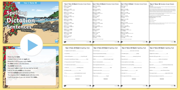 Year 2 Term 1B Spelling Dictation Sentences Activity Pack