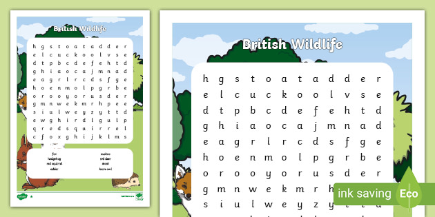 British Wildlife - British Word Search Printable - Twinkl