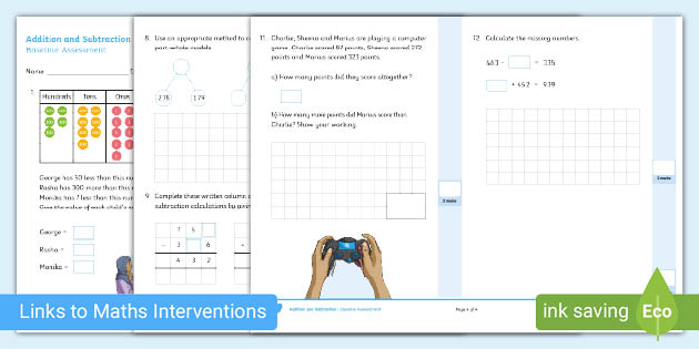 👉 Year 4 Addition and Subtraction Baseline Assessment