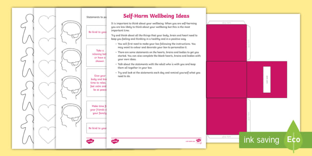 self harm behaviors worksheets