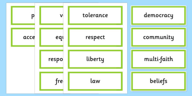 British Values Vocabulary Cards - ESL UK Resources