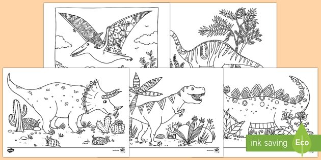 dinosaur colouring pictures  primary resources