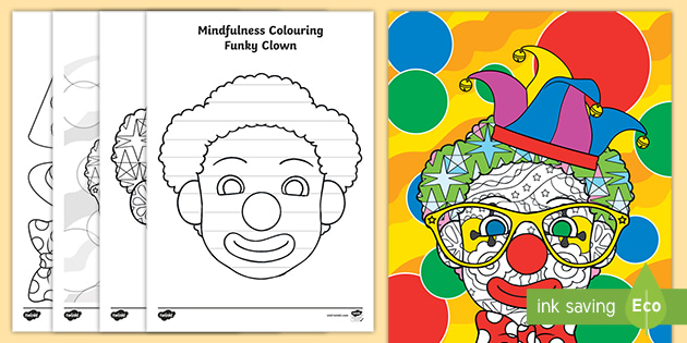 Ks1 Funky Clown Mindfulness Colouring Teacher Made