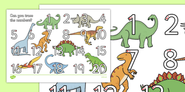 Dinosaur Themed Number Formation 1 20 Worksheet Worksheet