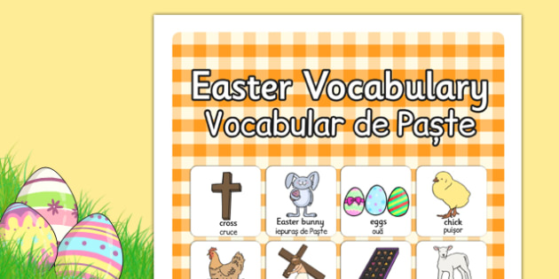 Easter Vocabulary Poster Romanian Translation