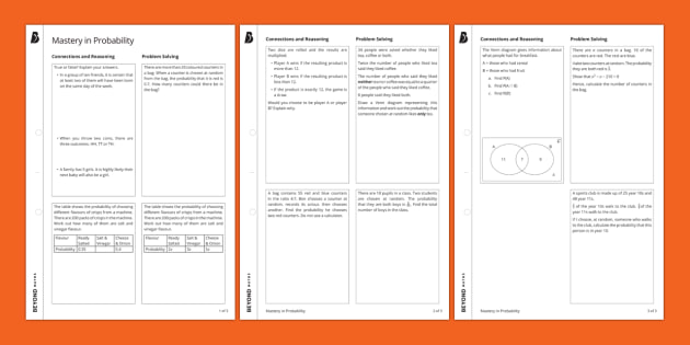 Mastery in Probability Worksheet (teacher made)