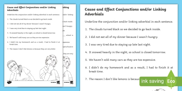 cause and effect connectives worksheet teacher made