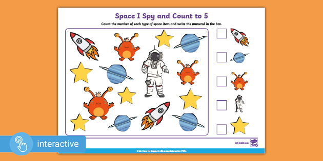 👉 Interactive PDF: Space I Spy and Count Activity to 5