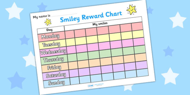 A5 Print Children’s Morning Routine Reward Chart Includes Smiley Face Stickers 