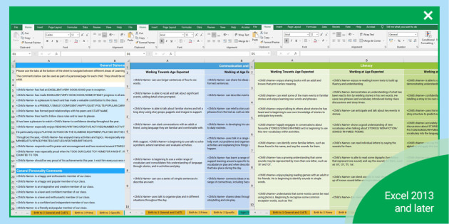 Eyfs Report Writing Statements Birth To Reception