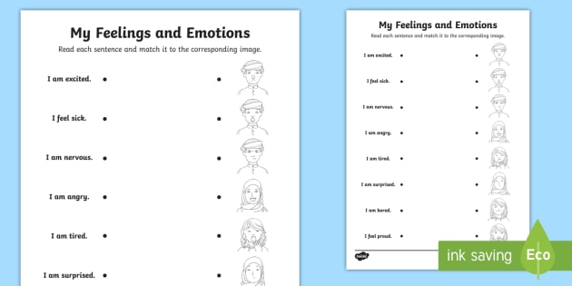 Emotions and Feelings Matching Worksheet (Teacher-Made)