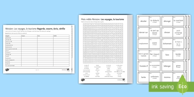 travel and tourism revision worksheet worksheets french