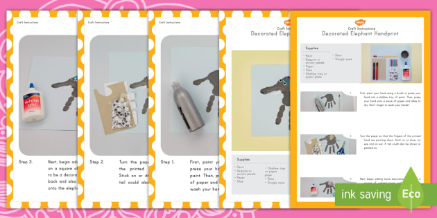 Decorated Elephant Handprint Craft Instructions