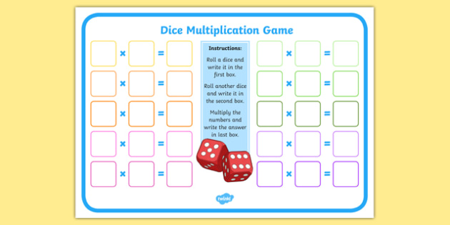 Dice Multiplication Game Maths Resources teacher Made 