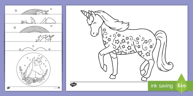 printable unicorn colouring pages teacher made