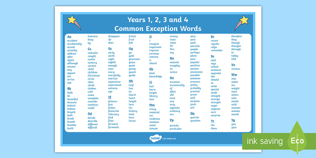 Year 1 And 2 High Frequency Words National Curriculum