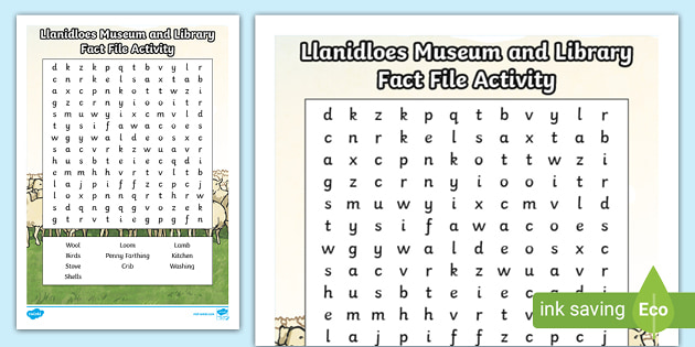 FREE! - Llanidloes Museum and Library Word Search Activity | Twinkl