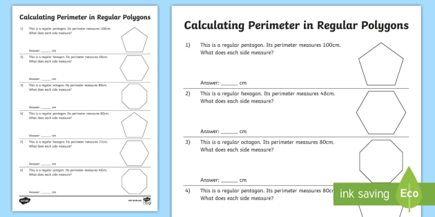 Calculating Perimeter in Regular Polygons Worksheet / Activity