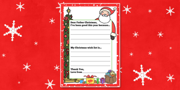 My Christmas Wish Letter to Father Christmas (teacher made)