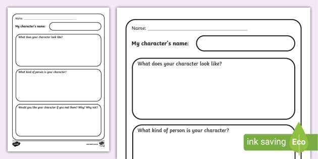 Character Creation Template Writing Frame Teacher Made