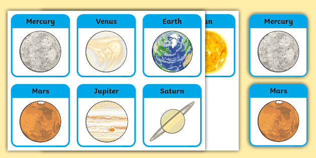 惑星の名前」英語フラッシュカード Planet Flashcards PDF | Space
