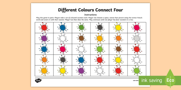 different colours connect four game french teacher made