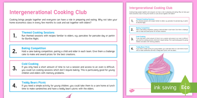 Intergenerational Cooking Club Teaching Ideas