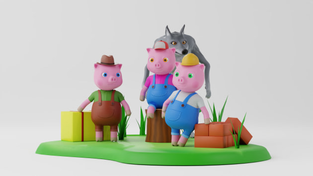 3D Model: Fairy Tales - The Three Little Pigs