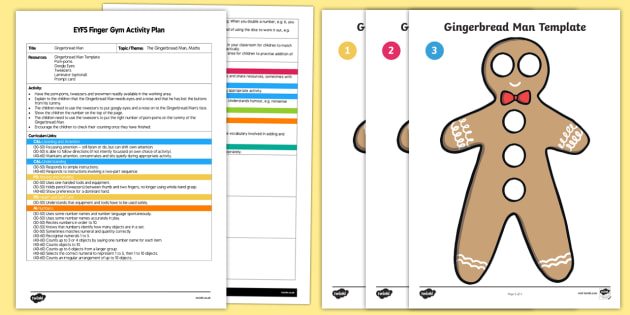 Eyfs The Gingerbread Man Finger Gym Plan And Resource Pack