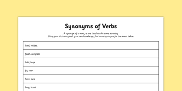 synonym verb assignment