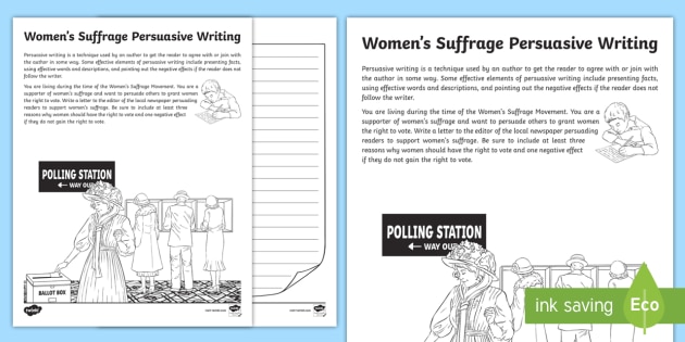 Women's Suffrage Persuasive Writing Prompt - Twinkl