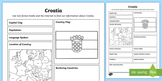 Croatia Fact File Writing Template (teacher made)