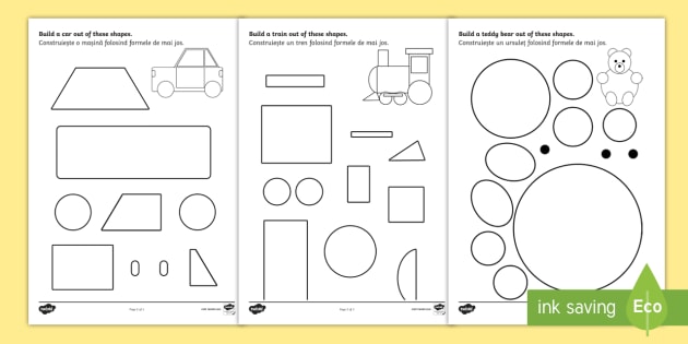 shape building worksheet worksheet englishromanian