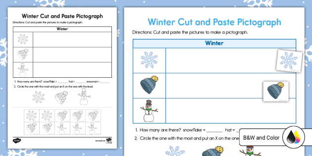 Winter Cut and Paste Worksheets | twinkl.com