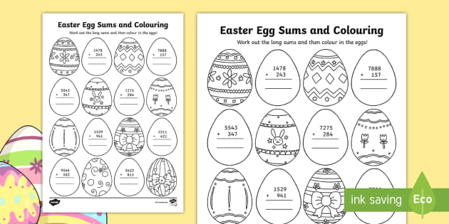 Easter 4 Digit Addition Worksheet