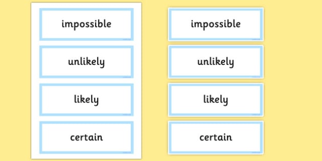 Probability Word Cards (teacher made)