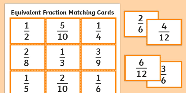 Equivalent Fractions Games - Printable Matching Cards