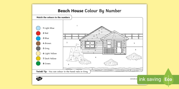 FREE! - Beach House Colour by Number (teacher made)