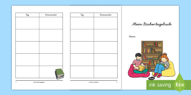 Mein Buchertagebuch Schreibvorlage Teacher Made