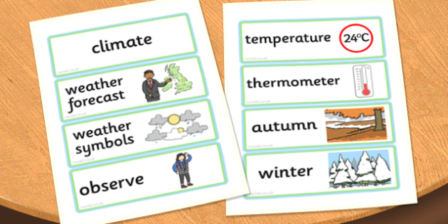 Wonderful Weather Word Cards (teacher made)