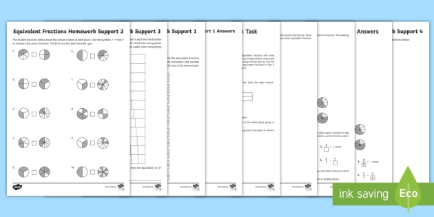 Equivalent fraction homework year 3 picture